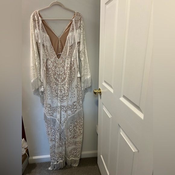 Vintage Lace Bohemian Fringe Dress Custom Made Bridal Wedding Maternity - Picture 10 of 15